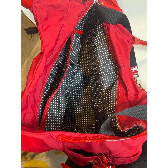 Kate Spade NYC Nylon Satchel Duffle Baby Travel Tote Bag Red - Picture 8 of 13